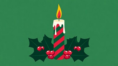 Christmas Candle with Holly
