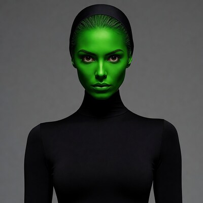Woman with green face paint