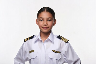 Young Black girl in pilot uniform