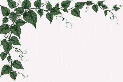 Green Vine Leaves Corner Illustration