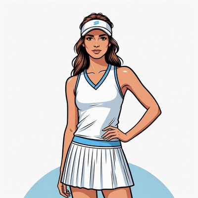 Woman in tennis outfit visor