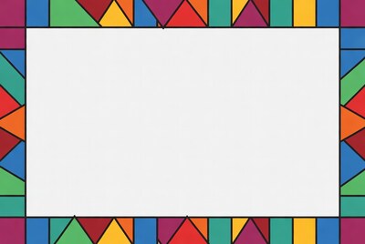 Colorful Geometric Triangle Border Frame