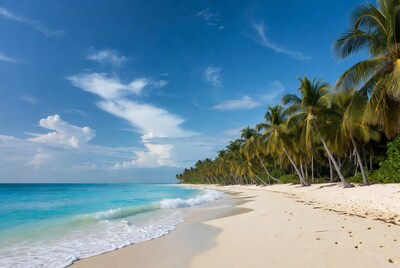Tropical beach with palm trees