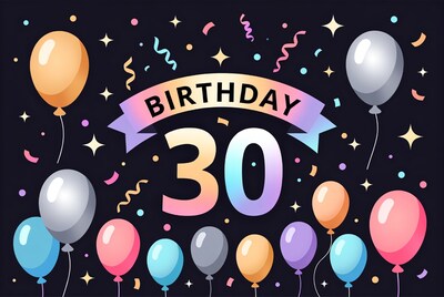 30th Birthday Balloons Banner