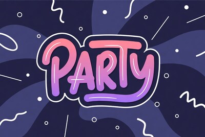 Pink Party Text Illustration