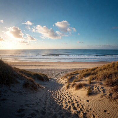 Beach Path Through Dunes at Sunset