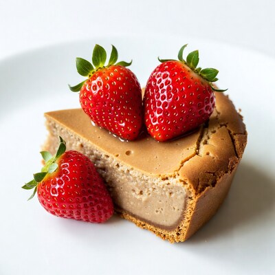 Strawberry Cheesecake Slice on Plate