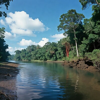 Tropical River in Dense Jungle