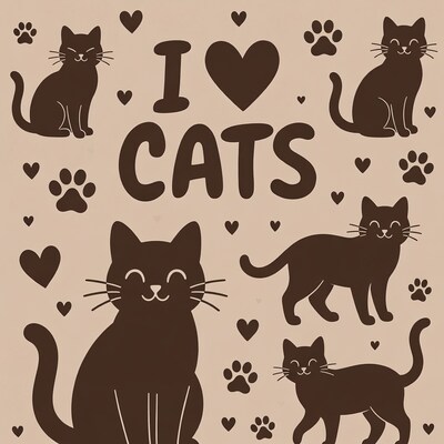 I Love Cats illustration