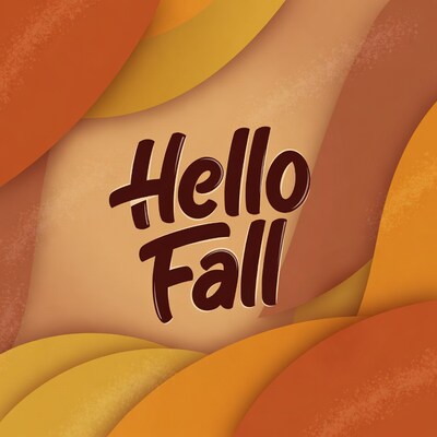Hello Fall Text on Orange Waves