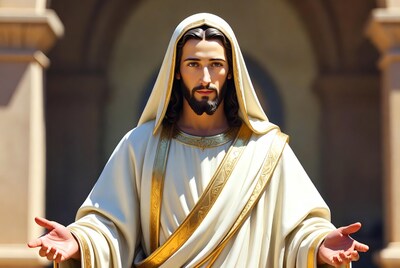 Jesus Christ with arms outstretched
