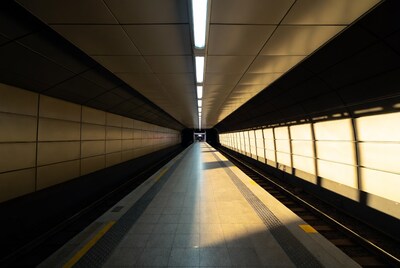 Empty subway platform tunnel