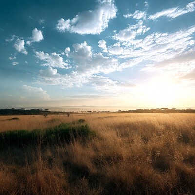 Savanna Grassland at Sunset