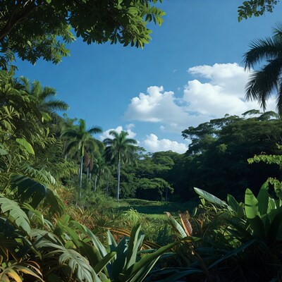 Tropical Jungle with Palm Trees