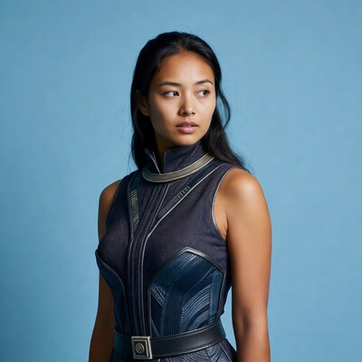 Asian woman in futuristic armor