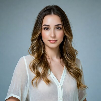 Woman with wavy brown hair smiling