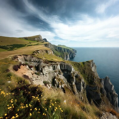 Dramatic Cliffs Overlooking Ocean
