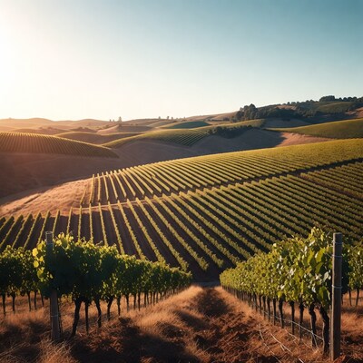 Vineyard Rows at Sunset