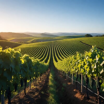 Vineyard Rows at Golden Hour