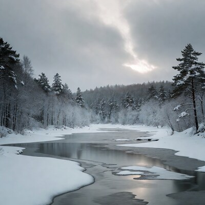 Snowy River in Pine Forest