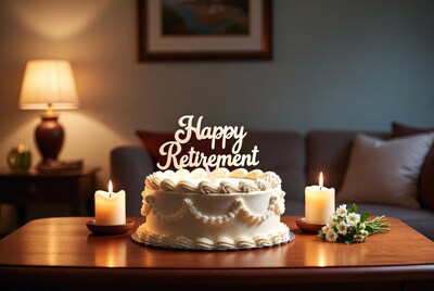 Happy Retirement Cake with Candles