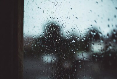 Rain droplets on window glass