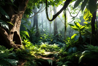 Lush Tropical Jungle Illustration