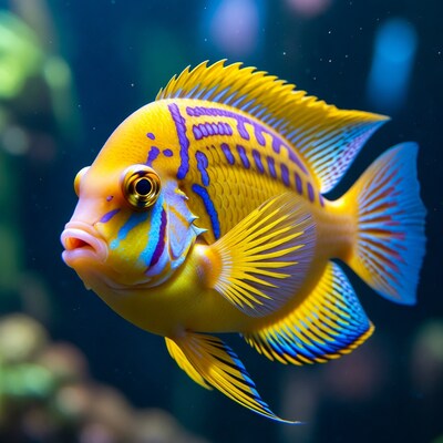 Vibrant Yellow Angelfish in Aquarium
