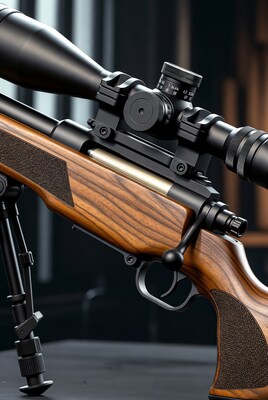 Bolt-action rifle with scope and bipod