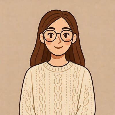 Smiling Asian woman in glasses and sweater