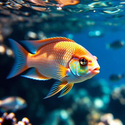 Colorful Angelfish Swimming Underwater