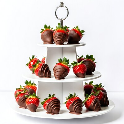 Chocolate Covered Strawberries on Tiered Stand