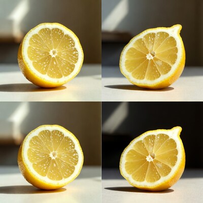 Sliced Lemons on White Surface