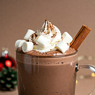 Hot Chocolate with Marshmallows and Cinnamon