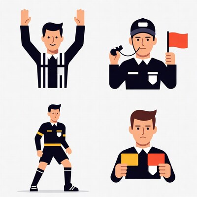 Soccer referee illustrations