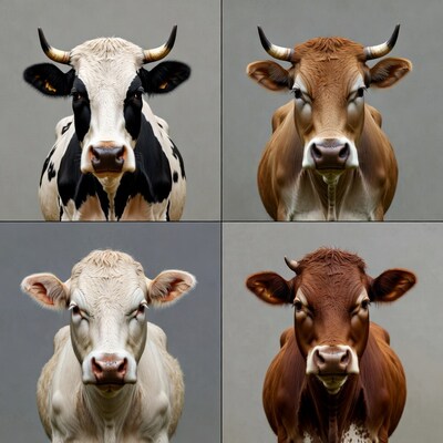 Four Closeup Cow Portraits