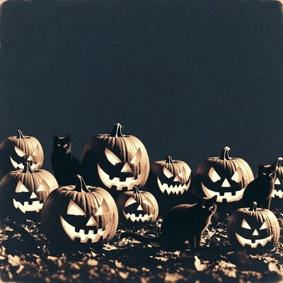 Black Cats Among Jack-o-Lanterns