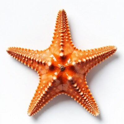 Orange starfish on white background