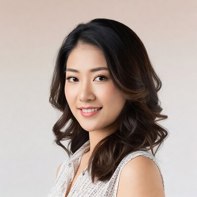 Smiling Asian woman in white top