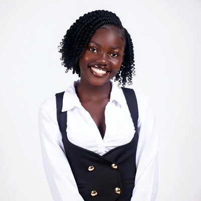 Smiling African-American woman in white shirt black vest