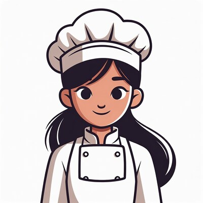 Smiling Asian woman chef illustration