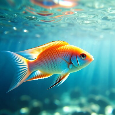 Orange Angelfish Swimming Underwater