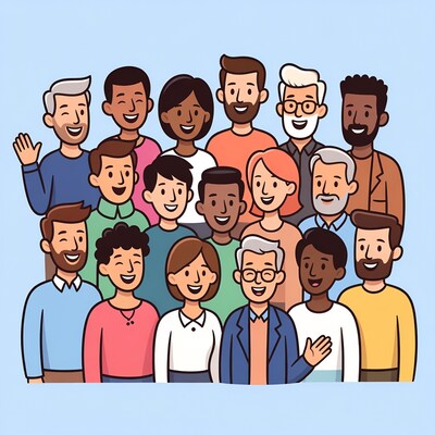 Diverse group smiling illustration