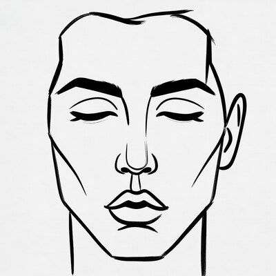 Man with closed eyes illustration