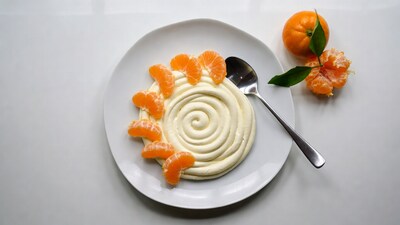 Mandarin Cream Dessert with Spoon