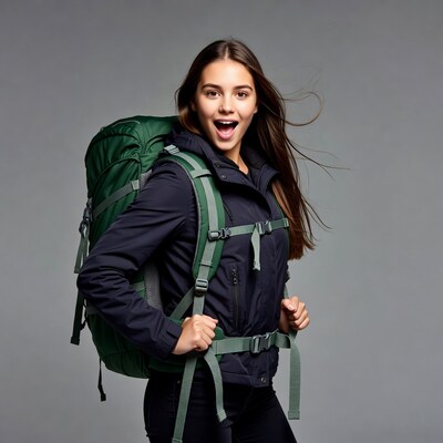 Young woman with backpack smiling