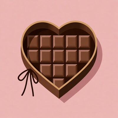 Heart-shaped chocolate box illustration
