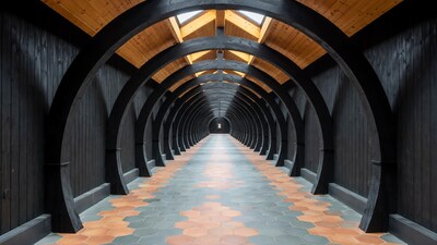 Wooden Arched Tunnel Hallway