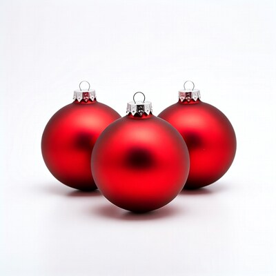 Three Red Christmas Ornaments