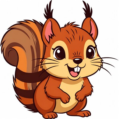 Cute cartoon squirrel smiling
